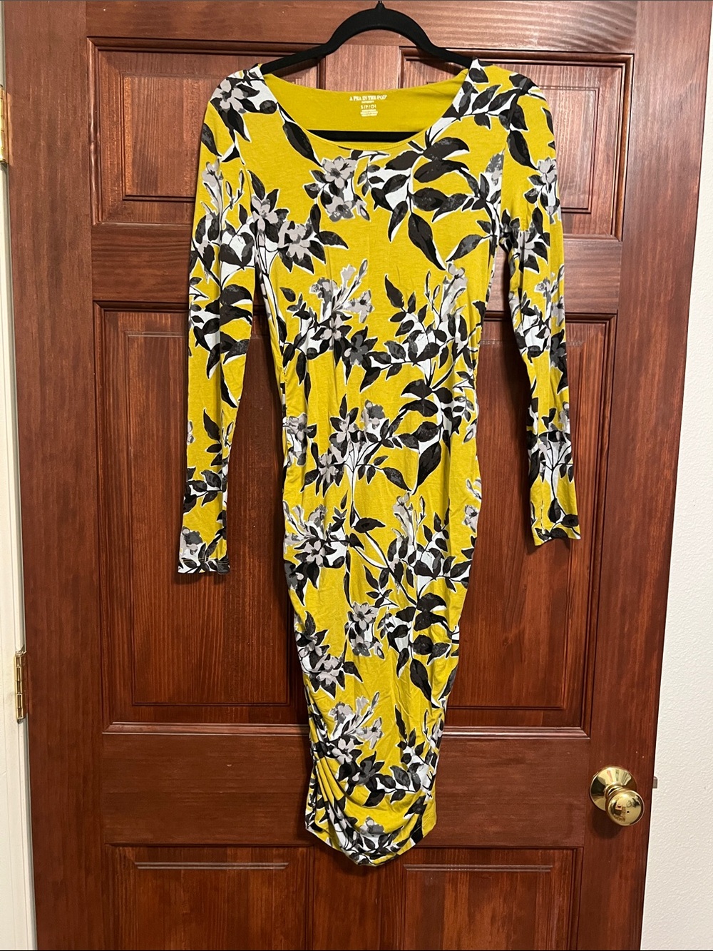 A Pea in the Pod Yellow Floral Long-Sleeve Maternity Dress